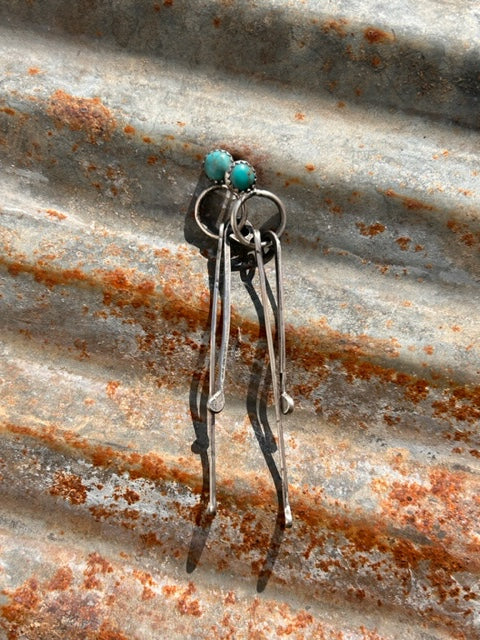 "Swagger"- Hammered ~Turquoise Stud Earrings