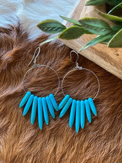 Hoop Howlite Spike Earrings