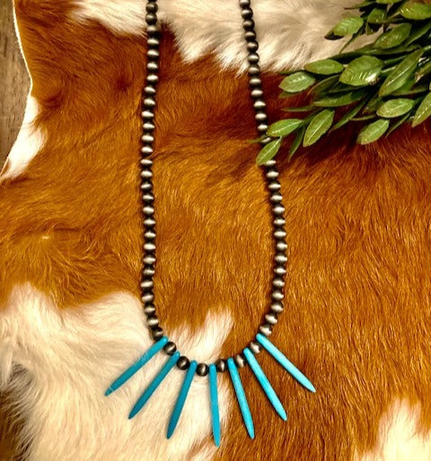 Navajo Pearl ~ Turquoise Spike Necklace