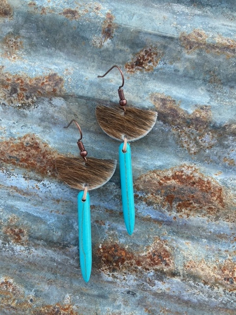 Half Moon Hair-on Spike Earrings